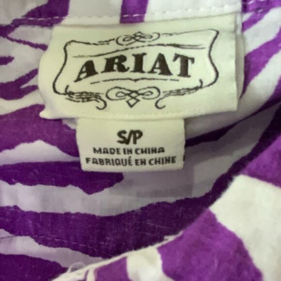 Ariat Strip Button Front Top Women Size S/P Western Cowgirl Rodeo Shirt - Picture 7 of 8